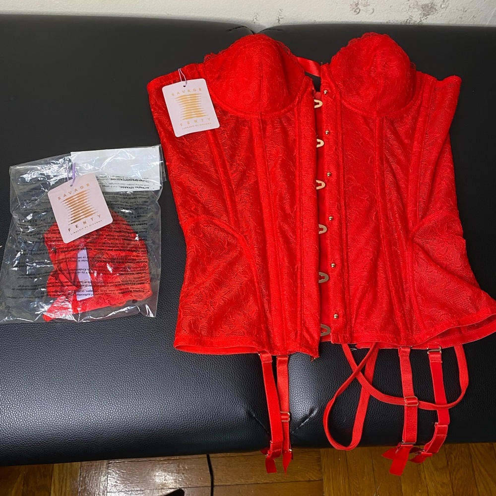 Savage X Fenty lingerie set in red